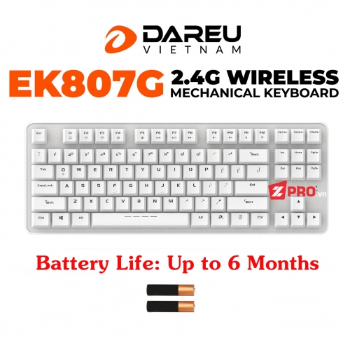 Bàn phím cơ Dareu EK807G WHITE - Wireless 2.4ghz