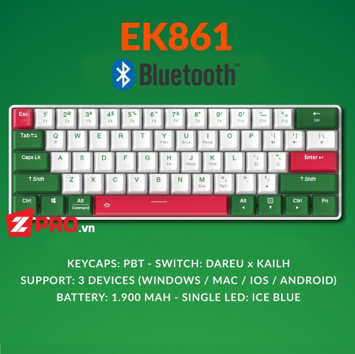 Bàn phím cơ Dareu EK861 Bluetooth 5.0