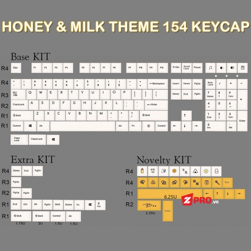 Bộ Keycap Honey And Milk 154 Phím (Cherry Profile)