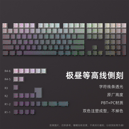Keycap Contour 4.0 Gradient Grey (PBT) - 135 Nút